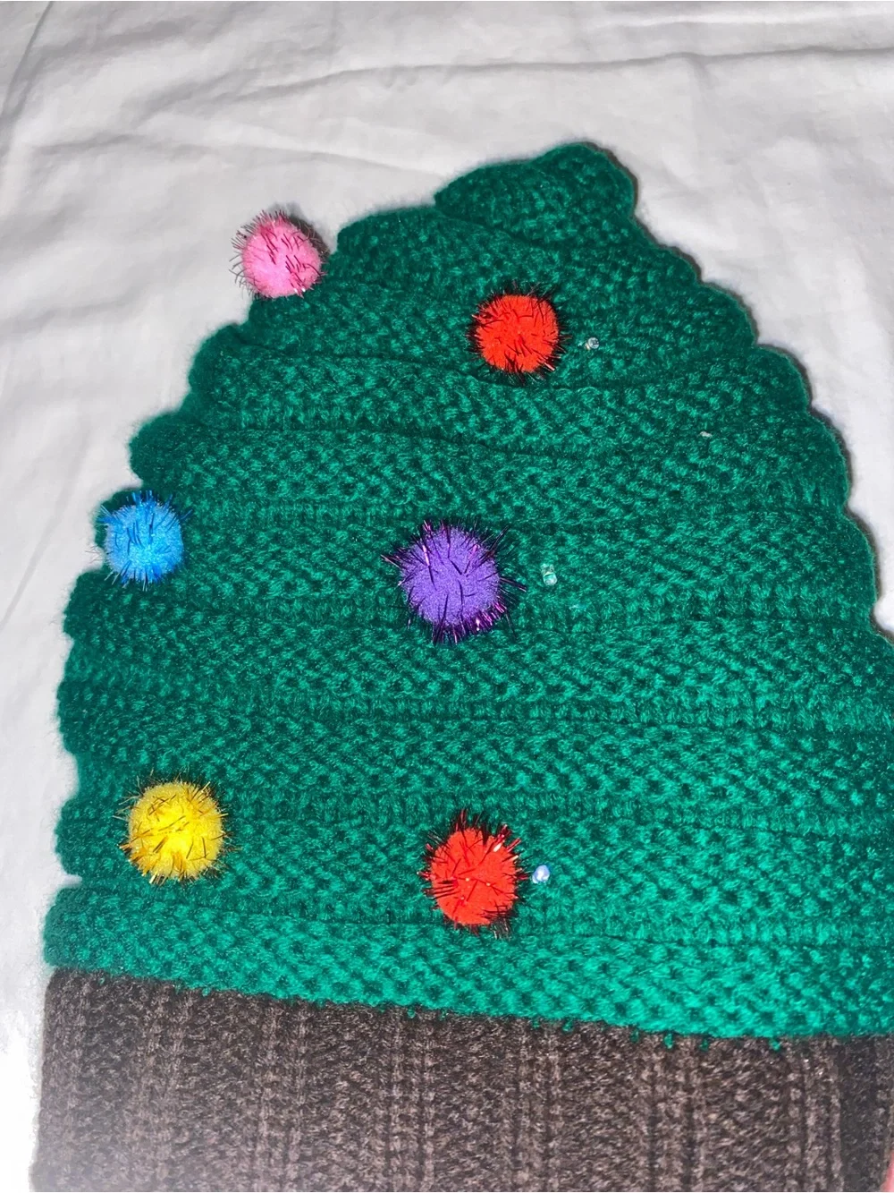 Kids Green Knit Light-up Hat with Colorful Pom Accents